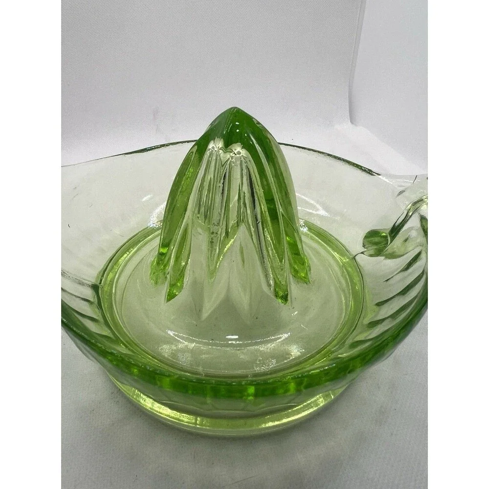 Vintage Green Depression Glass Juicer Reamer 6.5